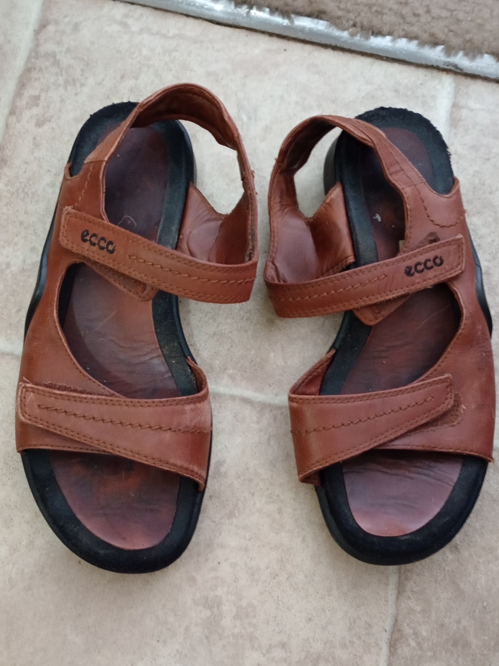 Ecco Kids Brown Leather Velcro Strap Sandals